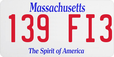 MA license plate 139FI3