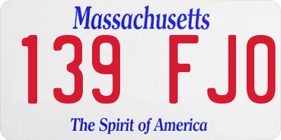 MA license plate 139FJ0