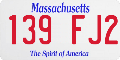 MA license plate 139FJ2