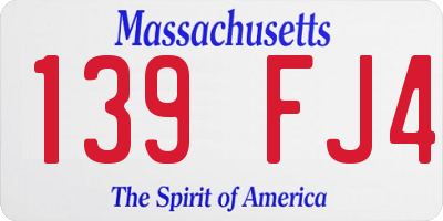MA license plate 139FJ4