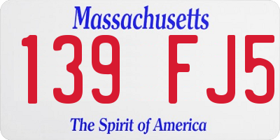 MA license plate 139FJ5