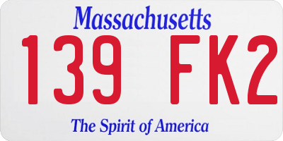 MA license plate 139FK2