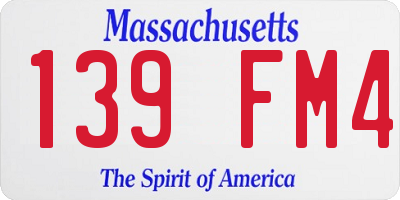 MA license plate 139FM4