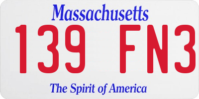 MA license plate 139FN3