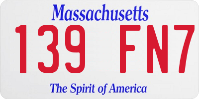 MA license plate 139FN7