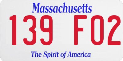 MA license plate 139FO2