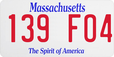 MA license plate 139FO4