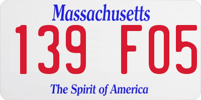 MA license plate 139FO5