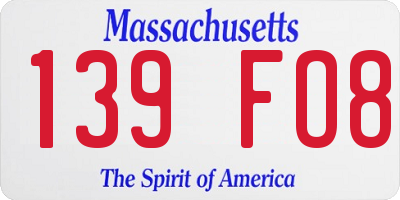 MA license plate 139FO8