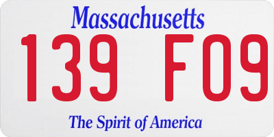 MA license plate 139FO9