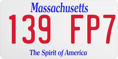 MA license plate 139FP7