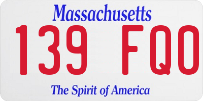 MA license plate 139FQ0