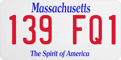MA license plate 139FQ1
