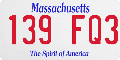 MA license plate 139FQ3
