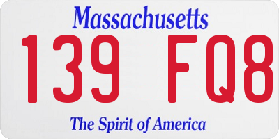 MA license plate 139FQ8