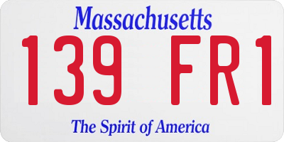 MA license plate 139FR1
