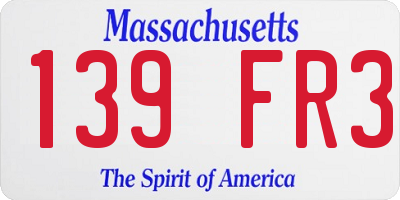 MA license plate 139FR3