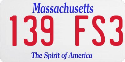 MA license plate 139FS3