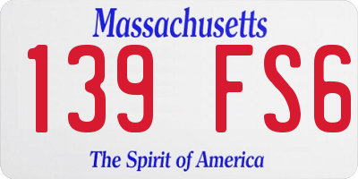 MA license plate 139FS6