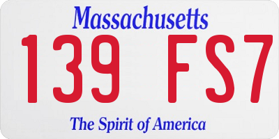 MA license plate 139FS7