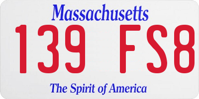 MA license plate 139FS8