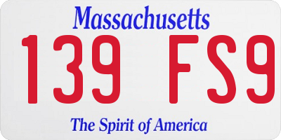 MA license plate 139FS9