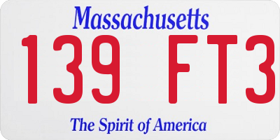 MA license plate 139FT3