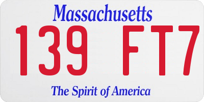 MA license plate 139FT7