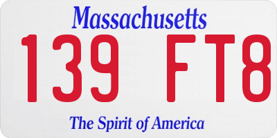 MA license plate 139FT8