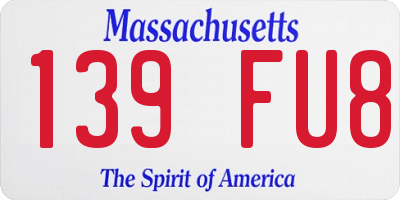 MA license plate 139FU8