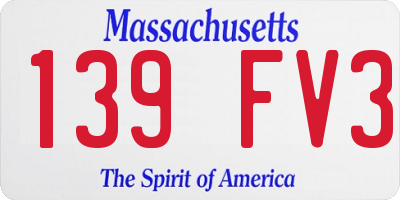 MA license plate 139FV3