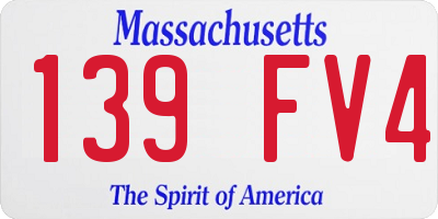 MA license plate 139FV4