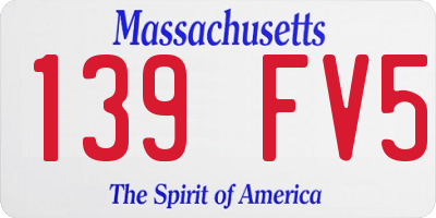 MA license plate 139FV5