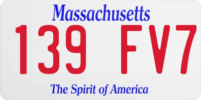 MA license plate 139FV7