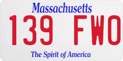 MA license plate 139FW0