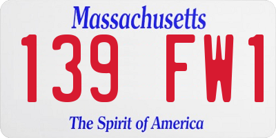 MA license plate 139FW1