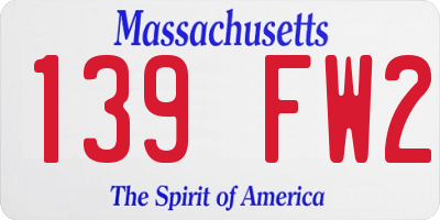 MA license plate 139FW2