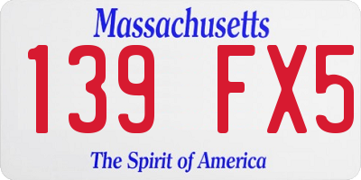 MA license plate 139FX5