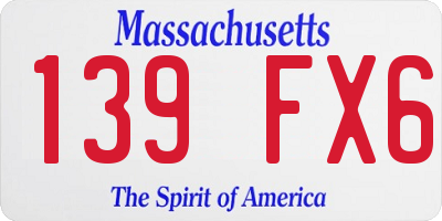 MA license plate 139FX6