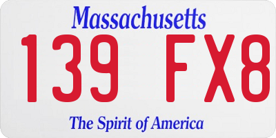 MA license plate 139FX8
