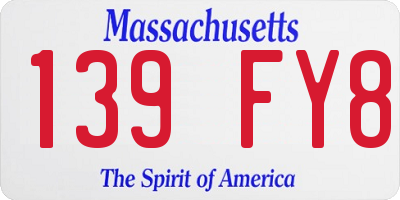 MA license plate 139FY8