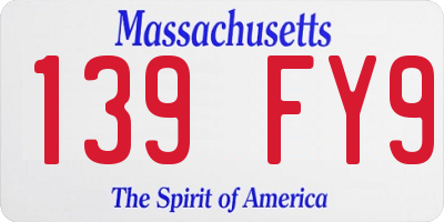 MA license plate 139FY9
