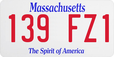 MA license plate 139FZ1