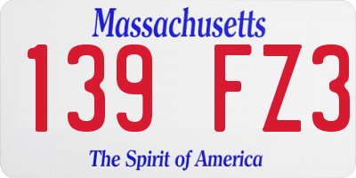 MA license plate 139FZ3