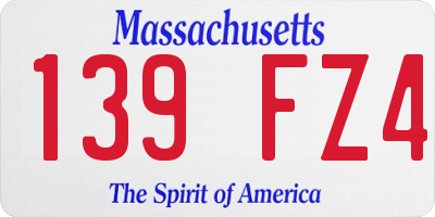 MA license plate 139FZ4