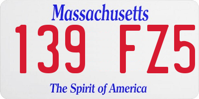 MA license plate 139FZ5