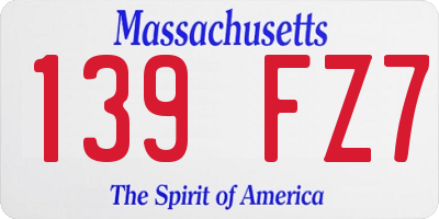 MA license plate 139FZ7