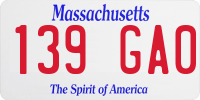 MA license plate 139GA0