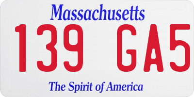 MA license plate 139GA5