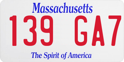 MA license plate 139GA7